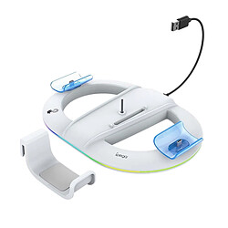 Ipega Support de Charge Vertical Lumineux RGB pour PS5 / PS5 Slim / PS5 Pro Blanc