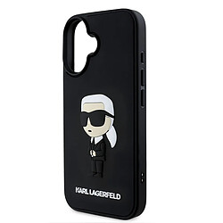 Karl Lagerfeld Coque Silicone pour iPhone 16 Rubber Ikonik 3D Antiderapant Noir 