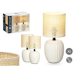 Gift Decor Lampe de bureau Blanc 60 W 2 Unités