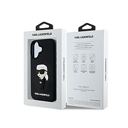 Acheter Karl Lagerfeld Coque Silicone pour iPhone 16 Rubber Ikonik 3D Antiderapant Noir