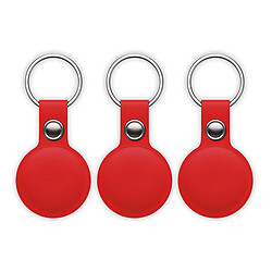 Mili Pack 3 Tracker Porte Clés MiTag Simili Cuir Apple Find My Ultra Precis Rouge