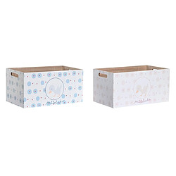 Boîte de rangement DKD Home Decor Bleu Rose Bois MDF 36 x 21 x 18 cm (2 Unités)