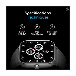 ABYX Montre Connectée Multisport 1.6" Fit Ozone 3 IP68 Suivi Santé Gris