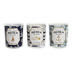 Bougie DKD Home Decor Bleu Cire Verre 17 x 5 x 6 cm (3 Unités)