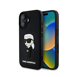 Avis Karl Lagerfeld Coque Silicone pour iPhone 16 Rubber Ikonik 3D Antiderapant Noir