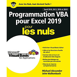 Programmation VBA pour Excel 2019 pour les nuls : Excel 2010, 2013, 2016 et 2019 - Occasion