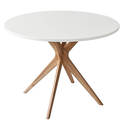 Ragaba Table à manger ronde scandinave - Blanc