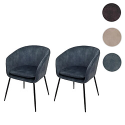 Mendler Lot de 2 chaises de salle à manger HWC-O28, chaise de cuisine rembourrée Chaise, tissu/textile (340g/m²) métal ~ bleu