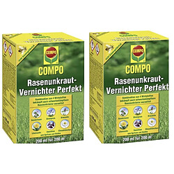 Lot 2 x Désherbant Gazon COMPO Herbicide Mauvaise Herbe jardin concentré pelouse 200 ml