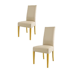 T M C S Tommychairs - Set 2 chaises LUISA structure en hêtre couleur chêne, assise et dossier revêtus en cuir artificiel lin