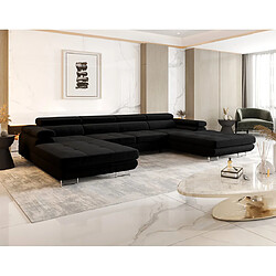Bestmobilier Ayden - Canapé panoramique en U 7 places convertible avec coffre et têtières réglables en tissu