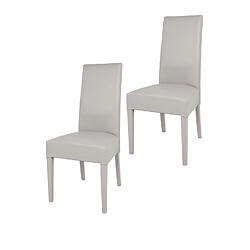 T M C S Tommychairs - Set 2 chaises LUISA structure en hêtre, assise et dossier revêtus en cuir artificiel gris clair
