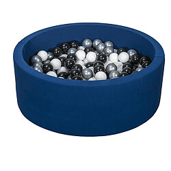 Velinda Piscine à balles + 300 balles noir blanc argent
