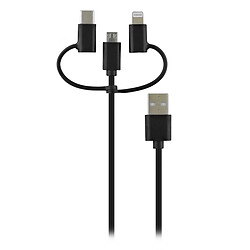 TNB Câble USB vers Micro USB, USB-C et Lightning T'NB Way Noir 1 m