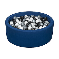 Velinda Piscine à balles + 450 balles noir blanc argent