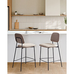 Beliani Lot de 2 chaises de bar DUETTE Lin synthétique Taupe