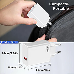 Chargeur Blanc Rapide 120W USB pour Xiaomi 14T Pro /13T Pro /11T Pro,Chargeur Turbo avec 6A Câble USB C pour Redmi Note 13 Pro+ 12 Pro+ 11 Pro+ 5G Little Boutik®