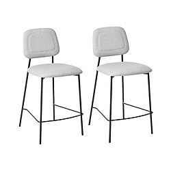 Beliani Lot de 2 chaises de bar DUETTE Lin synthétique Gris clair