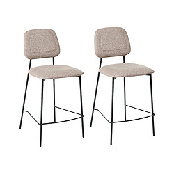Beliani Lot de 2 chaises de bar DUETTE Lin synthétique Taupe