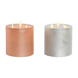 Bougie LED DKD Home Decor Doré Argenté 15 x 15 x 15 cm (AA) (2 Unités)