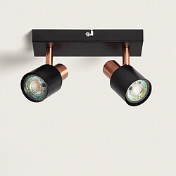 Ledkia Applique Murale et de Plafond Orientable Métal 2 Spots Albus Black Rose Large Noir