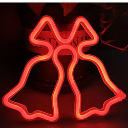 Avizar Lampe Néon LED à Poser Double Cloche de Noël avec Port USB-A Rouge