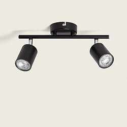 Acheter Ledkia Plafonnier Orientable Métal 2 Spots Albus Black pour Ampoule GU10 Noir