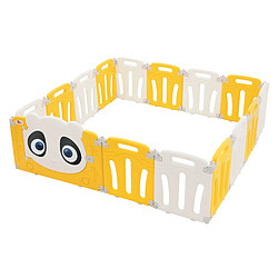 Joyz Parc bébé modulable design panda avec barrière sécurité blanc-jaune 160x160 cm