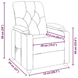 vidaXL Fauteuil inclinable Crème Tissu pas cher