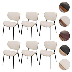 Mendler Lot de 6 chaises de salle à manger HWC-O45, chaise, bois courbé similicuir 280g/m² Öko-Tex MVG ~ naturel, blanc