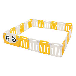 Joyz Parc bébé modulable design panda avec barrière sécurité blanc-jaune 240x240 cm
