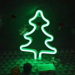 Avizar Lampe Néon LED Sapin de Noël avec Accroche Murale et Port USB-A Vert