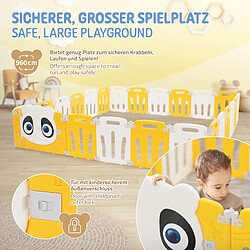 Avis Joyz Parc bébé modulable design panda avec barrière sécurité blanc-jaune 240x240 cm