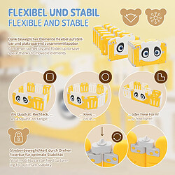 Joyz Parc bébé modulable design panda avec barrière sécurité blanc-jaune 240x240 cm