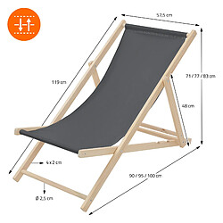 Acheter Ecd Germany Lot de 10 chaises longue de jardin bain de soleil anthracite bois de pin 120 kg