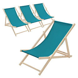 Ecd Germany Lot de 4 chaises longue de jardin bain de soleil vert foncé bois de pin 120 kg