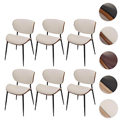 Mendler Lot de 6 chaises de salle à manger HWC-O45, chaise, bois courbé, similicuir 280 g/m², Öko-Tex MVG ~ aspect noyer, blanc