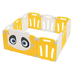 Joyz Parc bébé modulable design panda avec barrière sécurité blanc-jaune 120x120 cm