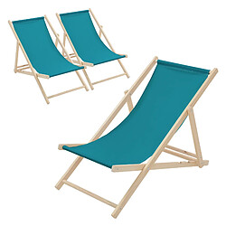 Ecd Germany Lot de 3 chaises longue de jardin bain de soleil vert foncé bois de pin 120 kg