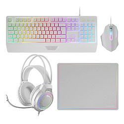 Mars Gaming MCP124PRO clavier Souris incluse USB QWERTY Espagnole Blanc