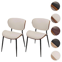 Mendler Lot de 2 chaises de salle à manger HWC-O45, chaise, bois courbé similicuir 280g/m² Öko-Tex MVG ~ aspect noyer, blanc