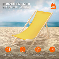Ecd Germany Lot de 10 chaises longue de jardin bain de soleil jaune cadre bois de pin 120 kg