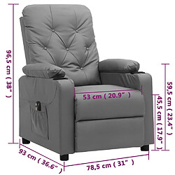 vidaXL Fauteuil inclinable électrique Gris Similicuir pas cher