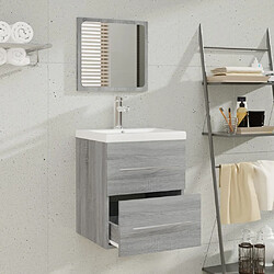 Avis vidaXL Meuble lavabo avec bassin intégré Sonoma gris Bois d'ingénierie