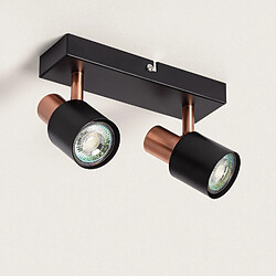 Ledkia Applique Murale et de Plafond Orientable Métal 2 Spots Albus Black Rose Large Noir