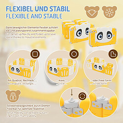 Joyz Parc bébé modulable design panda avec barrière sécurité blanc-jaune 120x120 cm