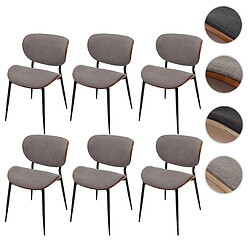 Mendler Lot de 6 chaises de salle à manger HWC-O45, bois courbé, tissu (370 g/m²) certifié Oeko-Tex MVG ~ aspect noyer, gris clair