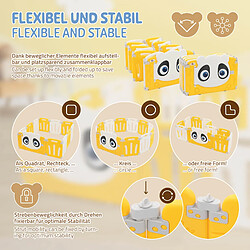 Joyz Parc bébé modulable design panda avec barrière sécurité blanc-jaune 160x160 cm