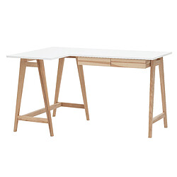 Ragaba Bureau d'angle 2 tiroirs Luka - Blanc