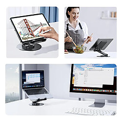Usams Support Bureau pour Tablettes et Smartphones 4.7 à 12" Pliable Rotatif 360° Noir pas cher
